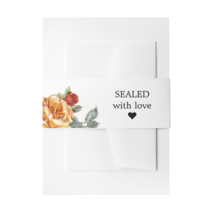 Cintas Para Invitaciones Sellado con amor Colección Elegancia Rosa Naranja