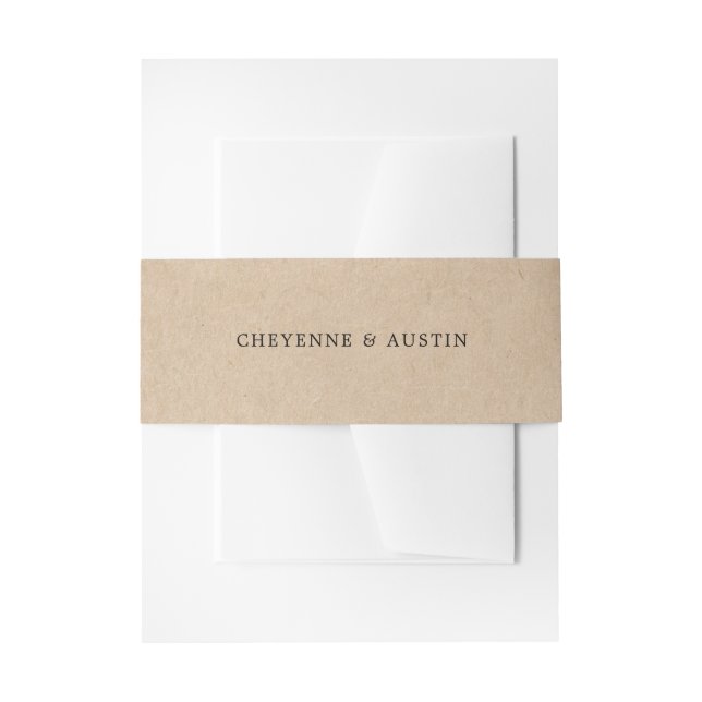 Cintas Para Invitaciones Sencilla Boda Rústica Marrón (Anverso Ejemplo)