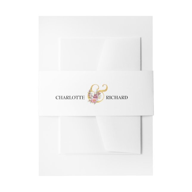 Cintas Para Invitaciones Sencilla elegancia Floral Ampersand (Anverso Ejemplo)