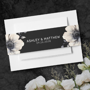 Cintas Para Invitaciones Sencilla Elegante Moderna Boda Floral Negra