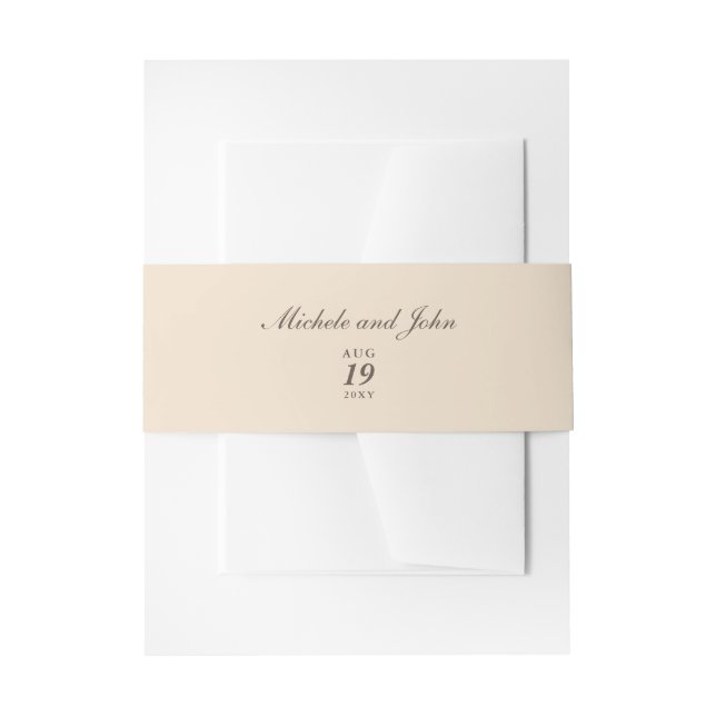 Cintas Para Invitaciones Sencillas bandas de Belly beige-crema (Anverso Ejemplo)