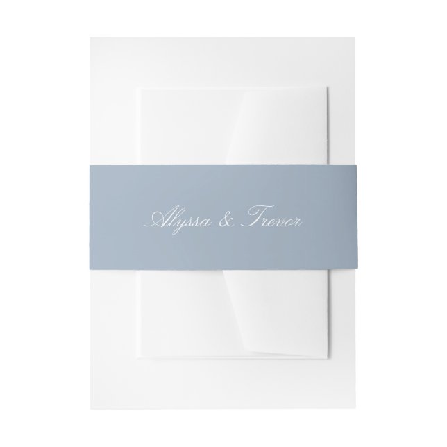 Cintas Para Invitaciones Sencillo Boda azul turbio guión elegante (Anverso Ejemplo)