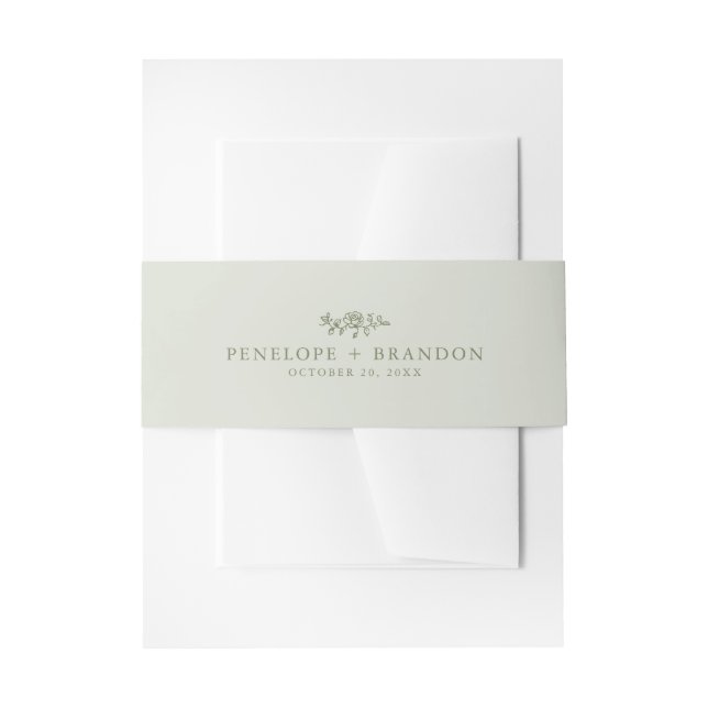 Cintas Para Invitaciones Sencillo Boda Verde Floral Timeless Floral (Anverso Ejemplo)