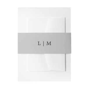 Cintas Para Invitaciones Sencillo Monograma Gris Mínimo Elegante Boda