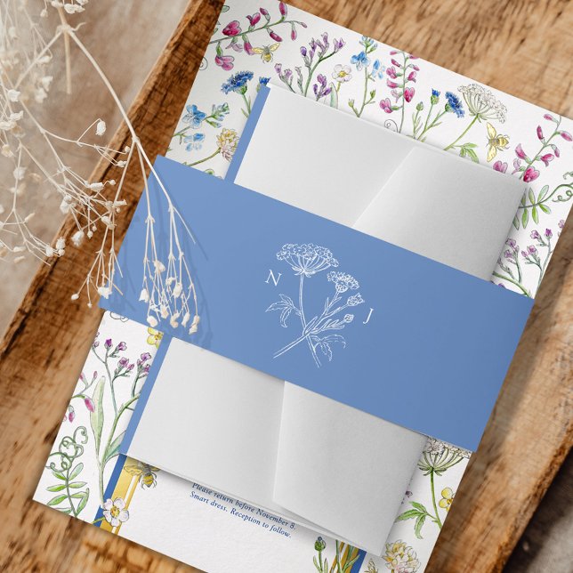 Cintas Para Invitaciones Sencillo prado de flores silvestres boda blanco az (Subido por el creador)