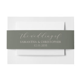 Cintas Para Invitaciones Sencillo vientre de Invitación de Boda Verde Sage