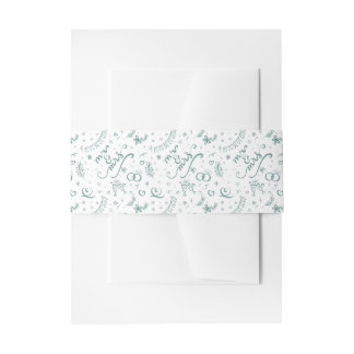 Cintas Para Invitaciones Señor y señora adorables garabatos verde salvia