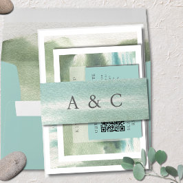 Cintas Para Invitaciones Serenity Seaside Blue Green Cream