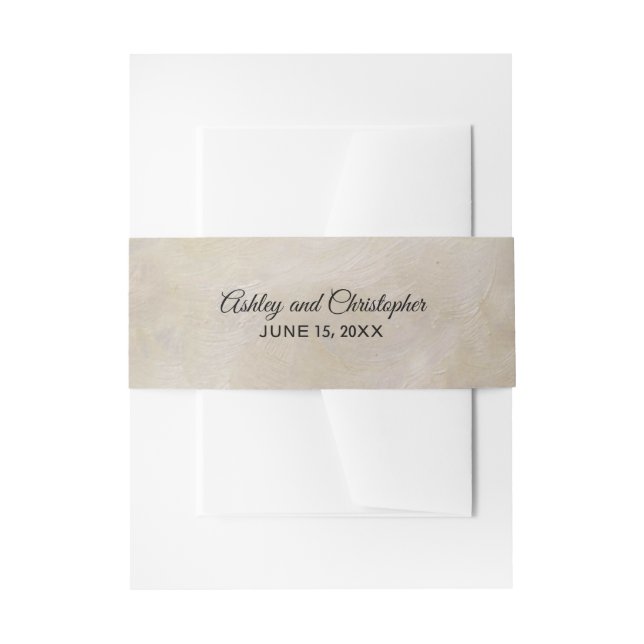 Cintas Para Invitaciones Simple Banda de Vientre de Boda de Crema (Anverso Ejemplo)