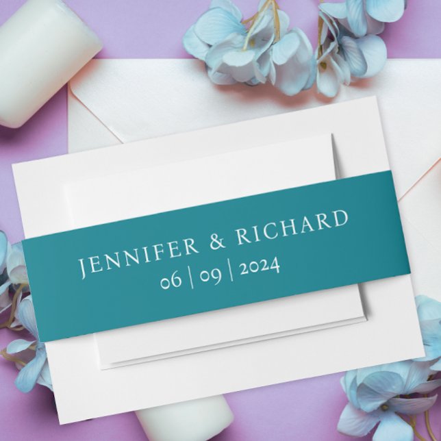 Cintas Para Invitaciones Simple Basic Classic Verde azulado Turquoise White (Subido por el creador)