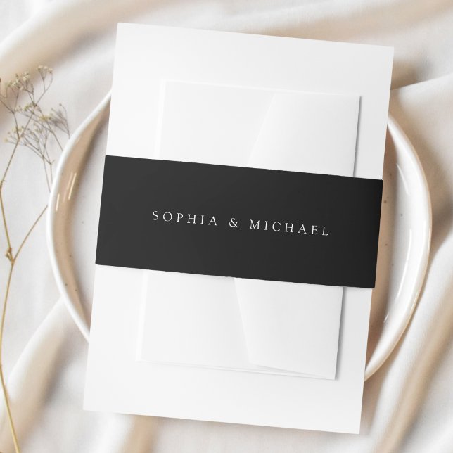 Cintas Para Invitaciones Simple Black Wedding (Subido por el creador)