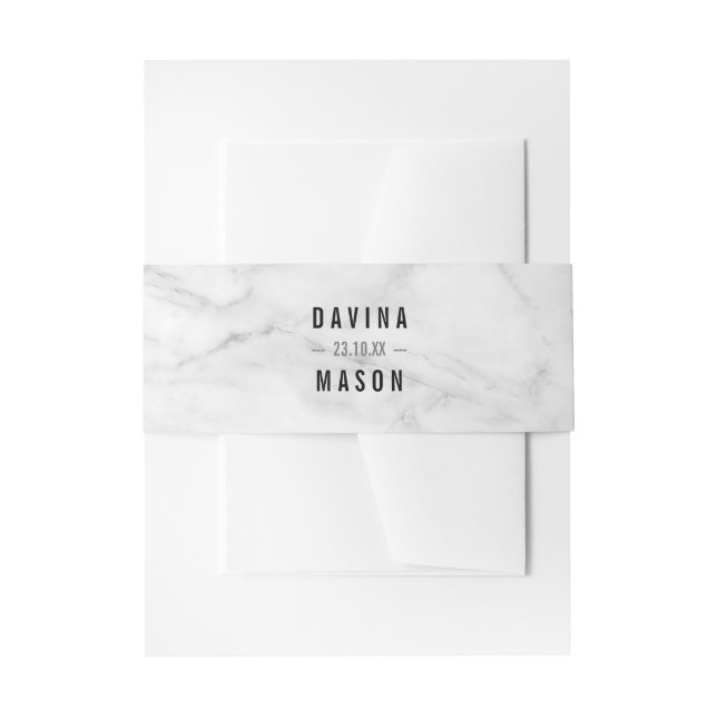 Cintas Para Invitaciones SIMPLE BOHO BODA de mármol moderno gris negro (Anverso Ejemplo)