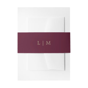 Cintas Para Invitaciones Simple Burgundy Monograma Minimal Elegante Boda