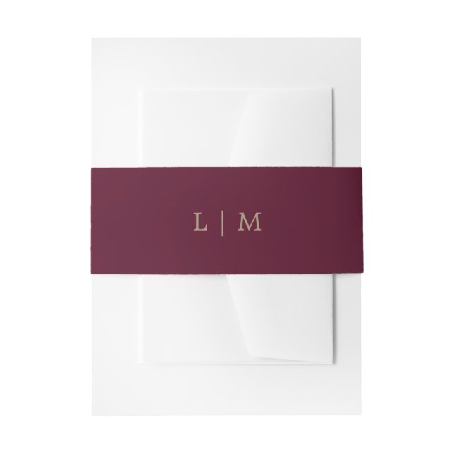 Cintas Para Invitaciones Simple Burgundy Monograma Minimal Elegante Boda (Anverso Ejemplo)