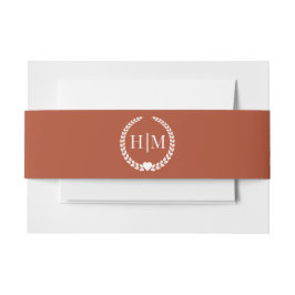 Cintas Para Invitaciones Simple Burnt Terracotta Orange Monogram Invitation