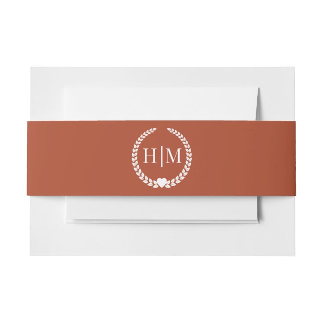 Cintas Para Invitaciones Simple Burnt Terracotta Orange Monogram Invitation (Anverso Ejemplo)