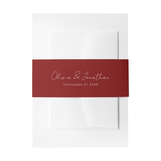Cintas Para Invitaciones Simple Crimson Red Handwriter Boda de guiones escr (Anverso Ejemplo)