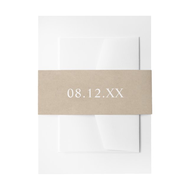 Cintas Para Invitaciones Simple Faux Kraft Date Boda (Anverso Ejemplo)