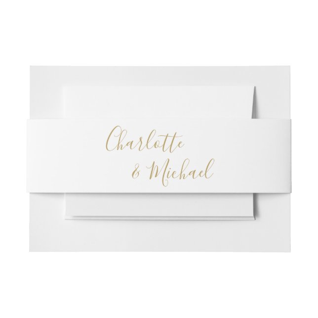 Cintas Para Invitaciones Simple Gold Signature Script (Anverso Ejemplo)
