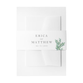 Cintas Para Invitaciones Simple Greenery Boda Bellyband