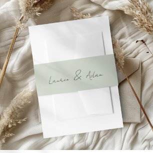 Cintas Para Invitaciones Simple Invitación de Boda Verde Salvia Vientre