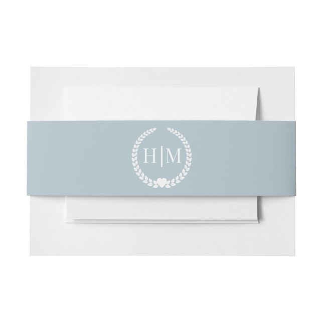 Cintas Para Invitaciones Simple Light Winter Gray Blue Monogram (Anverso Ejemplo)