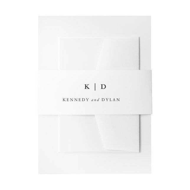 Cintas Para Invitaciones Simple matrimonio elegante en blanco y negro (Anverso Ejemplo)