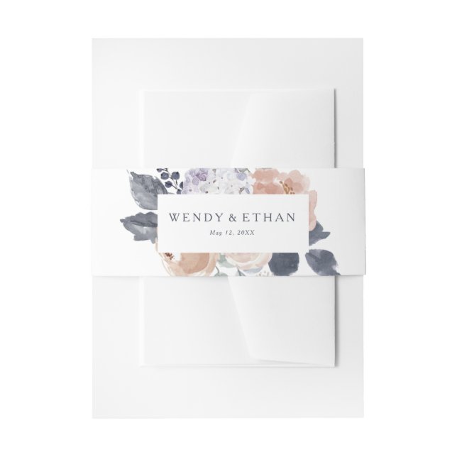 Cintas Para Invitaciones Simple matrimonio floral rústico Belly banda (Anverso Ejemplo)