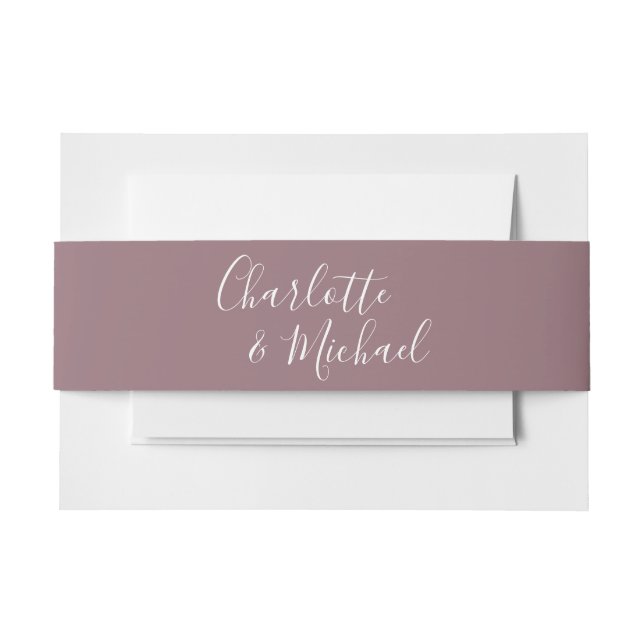 Cintas Para Invitaciones Simple Mauve Signature Script (Anverso Ejemplo)