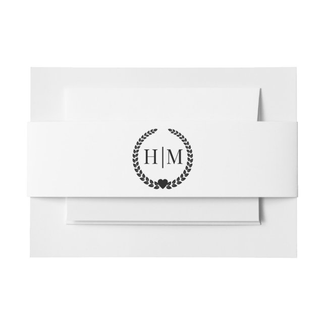 Cintas Para Invitaciones Simple Minimalist Black and White Monogram (Anverso Ejemplo)