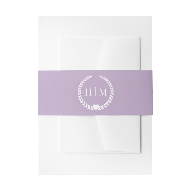Cintas Para Invitaciones Simple Minimalist Dusty Lavender Purple Monogram  (Anverso Ejemplo)