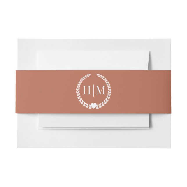Cintas Para Invitaciones Simple Minimalist Earthy Terracotta Monogram (Anverso Ejemplo)