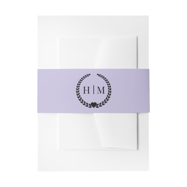 Cintas Para Invitaciones Simple Minimalist Lavender Purple Monogram  (Anverso Ejemplo)