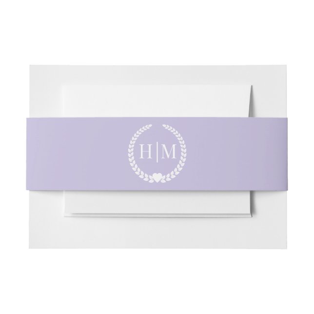 Cintas Para Invitaciones Simple Minimalist Lavender Purple Monogram (Anverso Ejemplo)