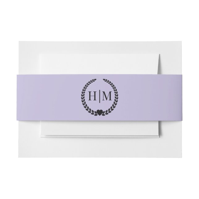 Cintas Para Invitaciones Simple Minimalist Lavender Purple Monogram (Anverso Ejemplo)