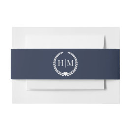 Cintas Para Invitaciones Simple Minimalist Midnight Navy Blue Monogram