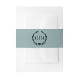 Cintas Para Invitaciones Simple Minimalist Misty Sage Blue Monogram 
