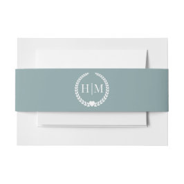 Cintas Para Invitaciones Simple Minimalist Misty Sage Blue Monogram