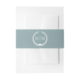Cintas Para Invitaciones Simple Minimalist Misty Sage Blue Monogram 