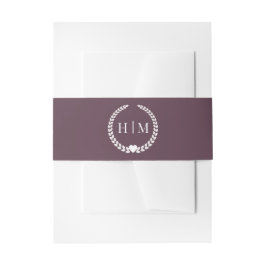 Cintas Para Invitaciones Simple Minimalist Plum Purple Monogram 