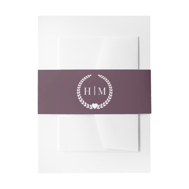 Cintas Para Invitaciones Simple Minimalist Plum Purple Monogram  (Anverso Ejemplo)