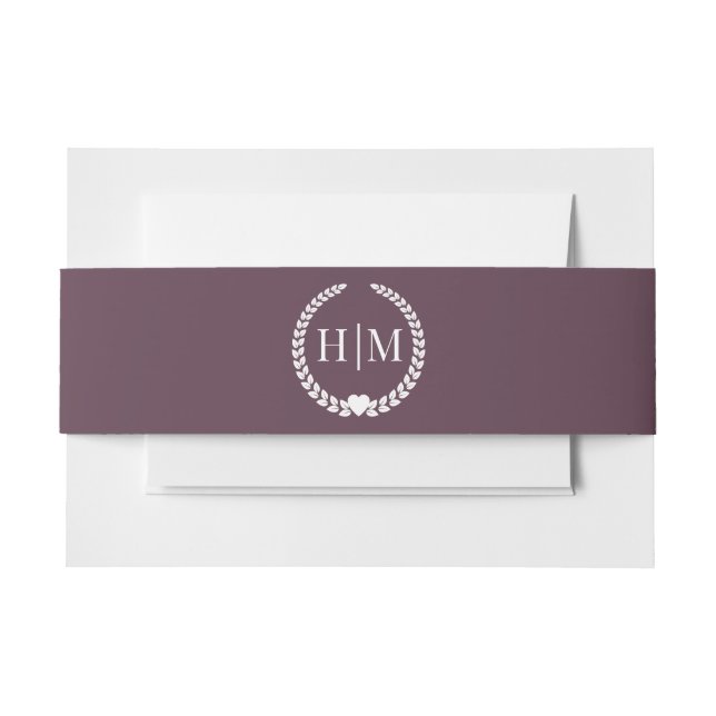 Cintas Para Invitaciones Simple Minimalist Plum Purple Monogram (Anverso Ejemplo)