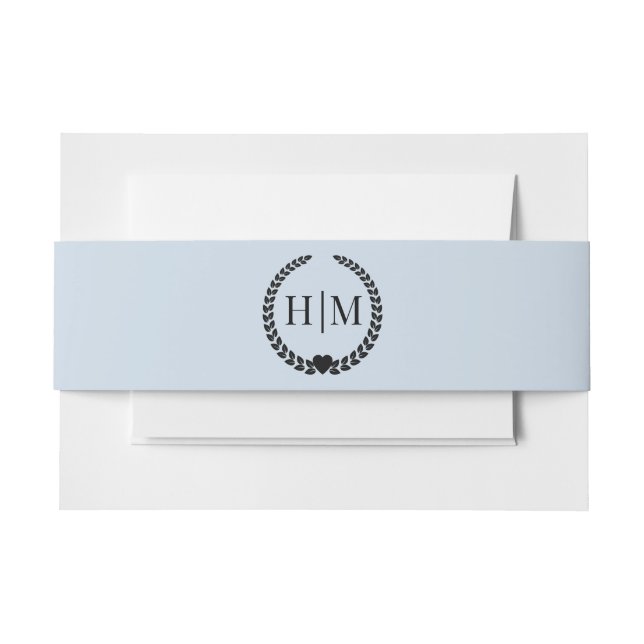 Cintas Para Invitaciones Simple Minimalist Powder Blue Monogram (Anverso Ejemplo)