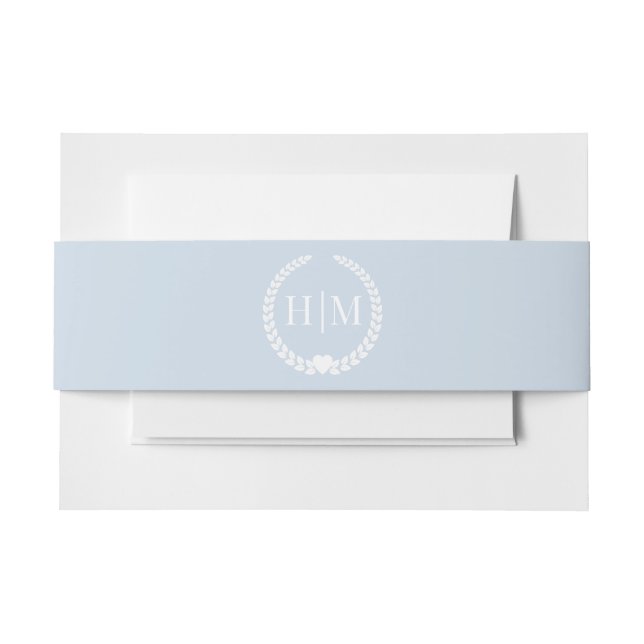 Cintas Para Invitaciones Simple Minimalist Powder Blue Monogram (Anverso Ejemplo)