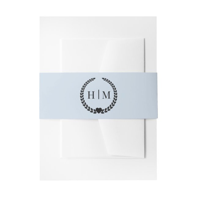 Cintas Para Invitaciones Simple Minimalist Powder Blue Monogram  (Anverso Ejemplo)