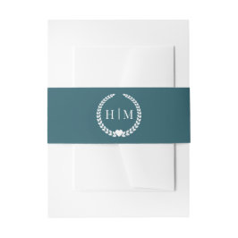 Cintas Para Invitaciones Simple Minimalist Rich Forest Teal Monogram 