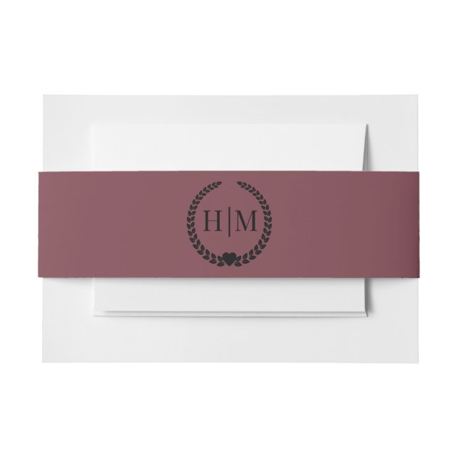Cintas Para Invitaciones Simple Minimalist Romantic Rosewood Monogram (Anverso Ejemplo)