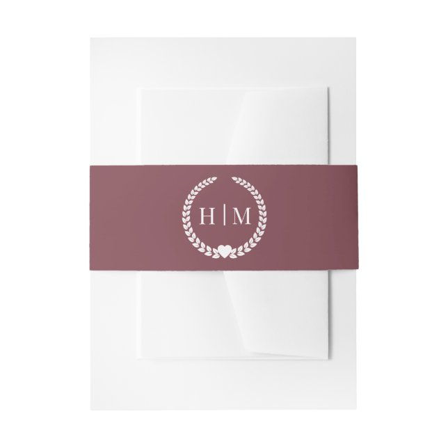Cintas Para Invitaciones Simple Minimalist Romantic Rosewood Monogram  (Anverso Ejemplo)