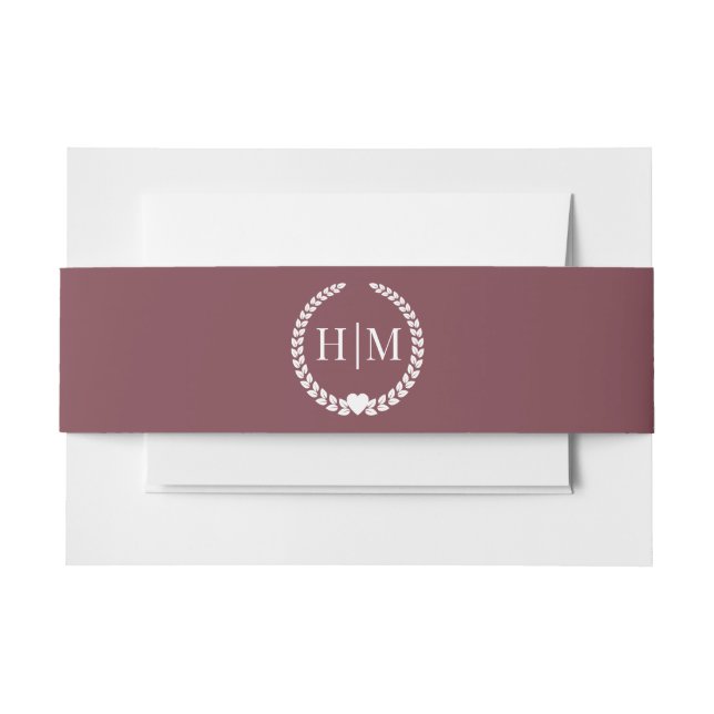 Cintas Para Invitaciones Simple Minimalist Romantic Rosewood Monogram (Anverso Ejemplo)