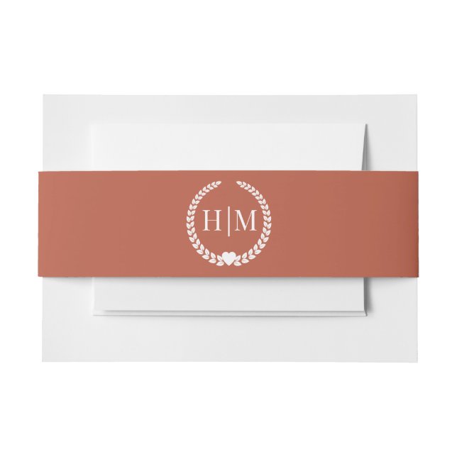 Cintas Para Invitaciones Simple Minimalist Rustic Terracotta Ember Monogram (Anverso Ejemplo)